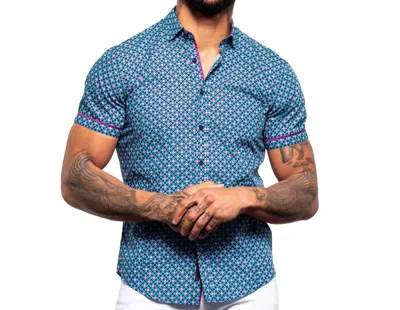 Eight X Beverly Hills Floral Short Sleeve Shirt In Navy In Blue