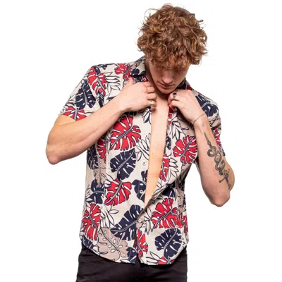 Eight X Big Leaf Seersucker Short Sleeve Shirt In Multi In Animal Print