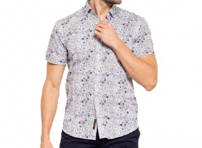 Eight X Buncha Buttons Short Sleeve Button Down Shirt In White In Multi