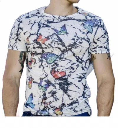 Eight X Butterflies Print T-shirt In White In Animal Print