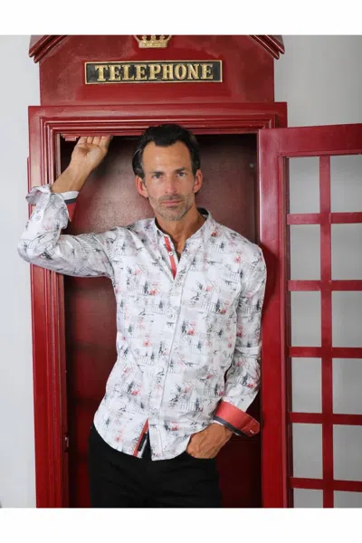 Eight X Button Down Shirt With Branches In White