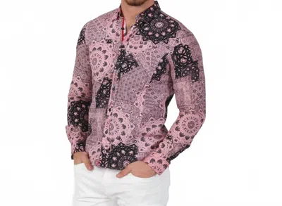 Eight X Button Down Wheel Shirt With Trim In Pink