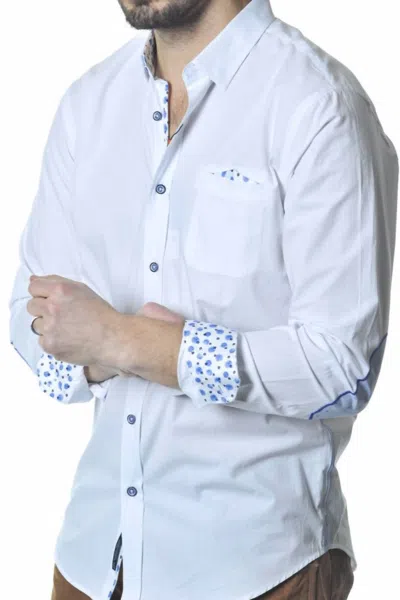 Eight X Button Down With Elbow Patches Shirt In White