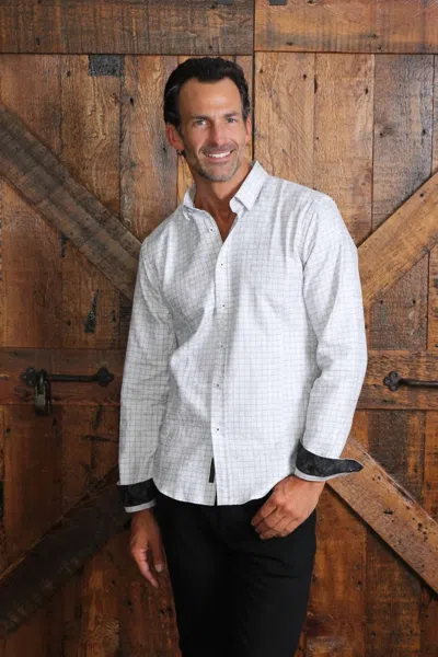 Eight X Check Button Down Shirt With Paisley In White
