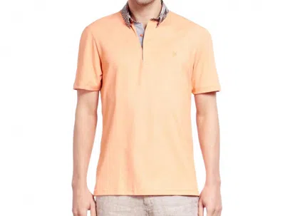 Eight X Checkered Collar Polo Shirt In Orange In Multi