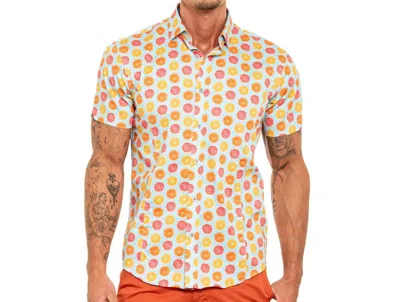 Eight X Citrus Squeeze Short Sleeve Button Down Shirt In Blue In Multi