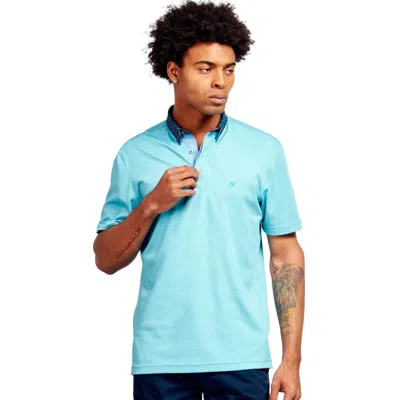Eight X Color Dot Collar Polo Shirt In Turquoise In Blue