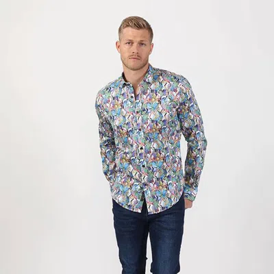 Eight X Colorful Leaves Button Down Shirt In Multi In Pink