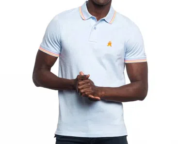 Eight X Corsica Frog Slim Fit Polo In Light Blue In Multi