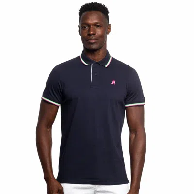 Eight X Corsica Frog Slim Fit Polo In Navy In Animal Print