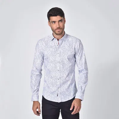 Eight X Damask Print Button Down Shirt In White