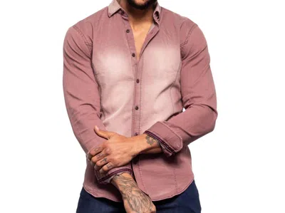 Eight X Denim Stretch Button Down Shirt In Brick Red In Pink