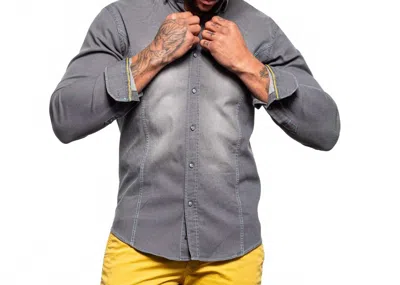 Eight X Denim Stretch Button Down Shirt In Cement Grey In Gray