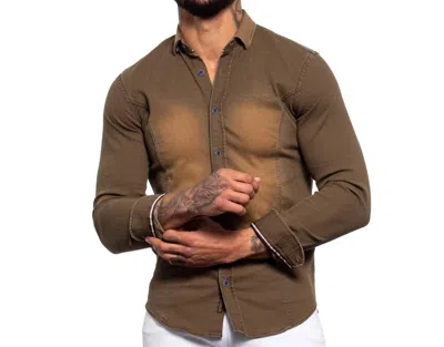 Eight X Denim Stretch Button Down Shirt In Craftsman Brown