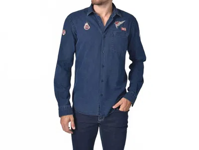 Eight X Denim Super Patch Button Down Shirt In Navy In Multi