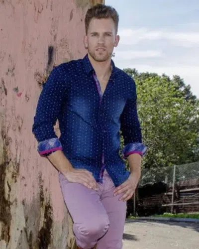 Eight X Denim Wash Fill Coupe Button Down Shirt In Navy In Blue