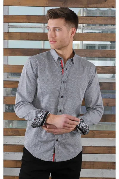 Eight X Design Button Down Shirt With Trim In Black In Gray
