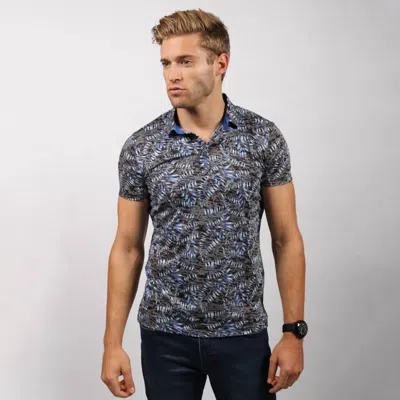 Eight X Design Print Polo Shirt In Navy In Blue