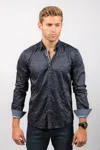 Eight X Digital Pattern Button Down Shirt In Navy In Blue