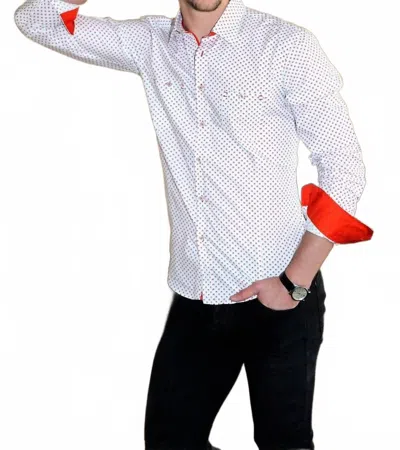 Eight X Digital Print Long Sleeve Shirt With Pockets In Red In White