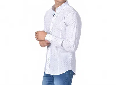 Eight X Dot Print Fil Coupé Button Down Shirt In Blue In White