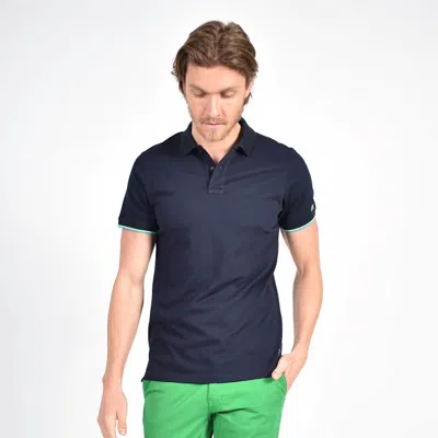 Eight X Double Sided Collar With Stripes Polo In Navy In Blue
