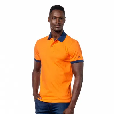 Eight X Double Sided Grid Print Collar Polo In Orange