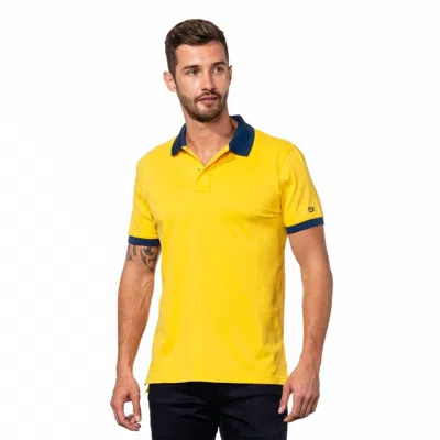 Eight X Double Sided Grid Print Collar Polo In Yellow