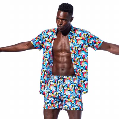 Eight X El Maestro Short Sleeve Shirt In Multi In Blue