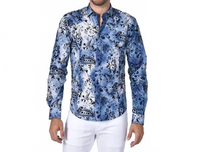 Eight X Fade Out Flocking Button Down Shirt In Navy In Multi