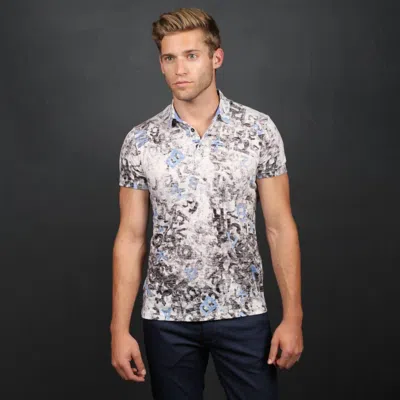 Eight X Falling Letters Print Polo Shirt In Blue In Multi