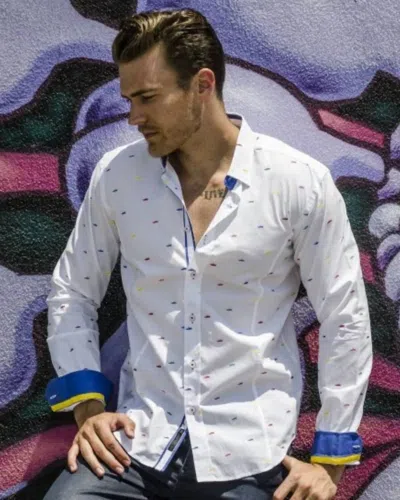 Eight X Fill Coupe Colorful Sneakers Button Down Shirt In White In Multi