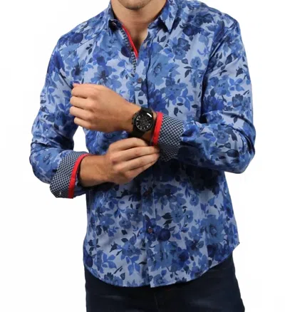 Eight X Floral Print Button Down Shirt In Blue
