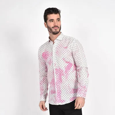 Eight X Floral Print Linen Shirt In Pink Tie Dye In White