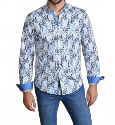 Eight X Flower Button Down Shirt With Trim In Blue