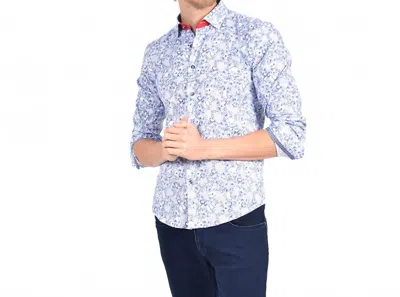 Eight X French Baroque Button Down Shirt In Blue In Animal Print