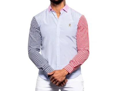 Eight X Frog Plaid Combo Button Down Shirt In Multi In Blue