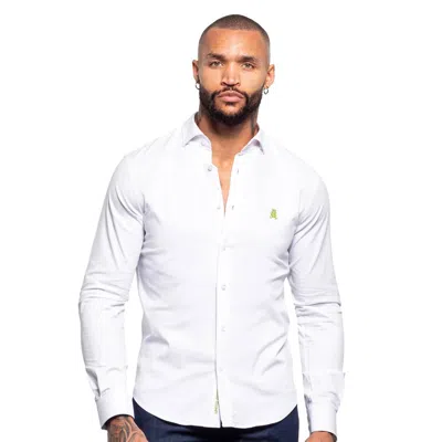 Eight X Frog Solid Stretch Button Down Shirt In White In Multi