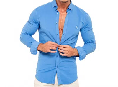 Eight X Frog Stretch Button Down Shirt In Blue