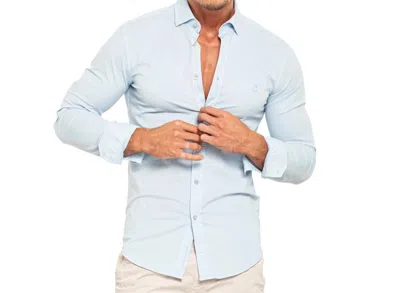 Eight X Frog Stretch Button Down Shirt In Light Blue