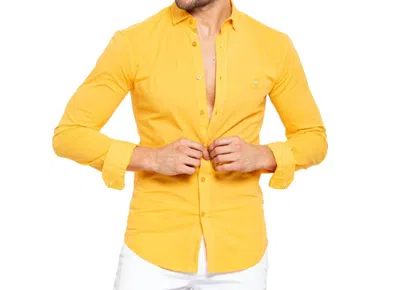 Eight X Frog Stretch Button Down Shirt In Orange In Yellow
