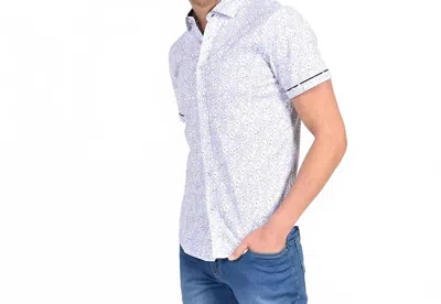 Eight X Geranium Flower Short Sleeve Shirt In Blue/ White