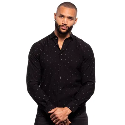 Eight X Gold Sparkle Button Down Shirt In Black