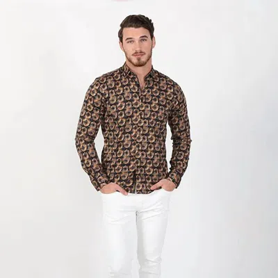 Eight X Hamsa Print Button Down Shirt In Black In Brown