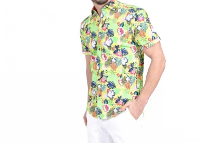 Eight X Hawaiian Short Sleeve Shirt In Lime Green