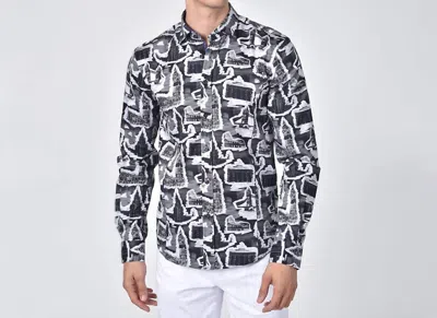 Eight X Historical Monuments Button Down Shirt In Black In Transparent