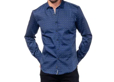 Eight X Holes In The Water Button Down Shirt In Navy In Blue