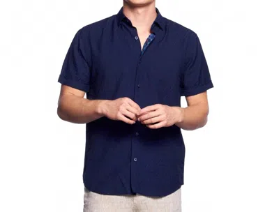 Eight X I Don't Kow Short Sleeve Button Down Shirt In Navy In Blue