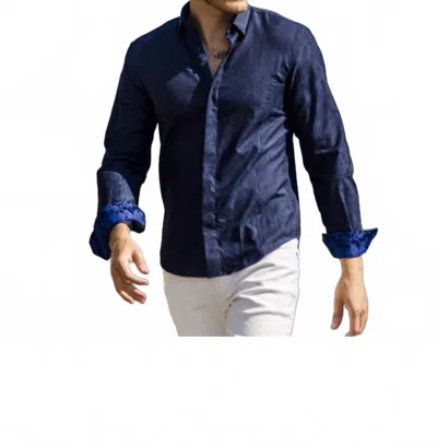 Eight X Paisley Jacquard Button Down Shirts With Flocking Trim In Navy In Blue