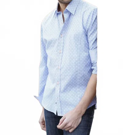 Eight X Jacquard Button Down Shirt With Small Checkered Trim In Blue